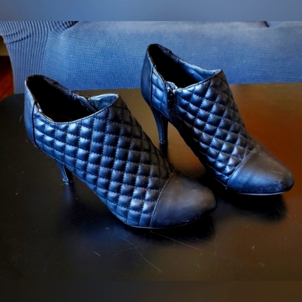 Black Quilted Heeled Booties
